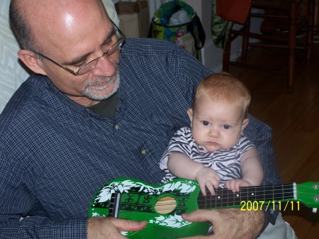 Violet playing on the uke