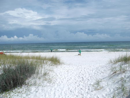 Workers picking up tar balls in Destin FL