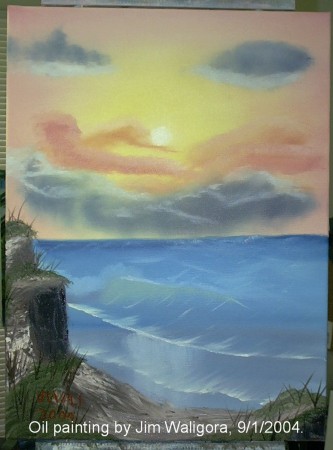 Seascape in oil.