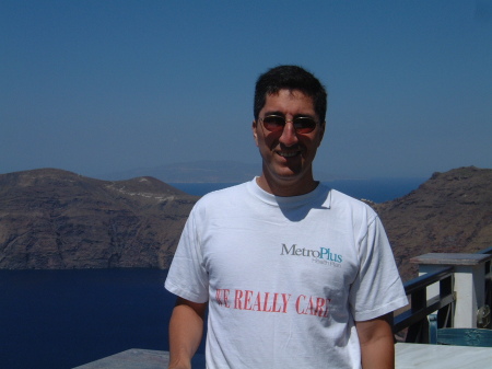 by the caldera in Santorini, Greece