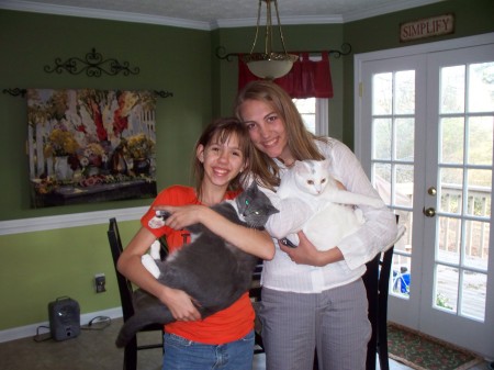 Katie (11) and Jill (18) w/ their cats