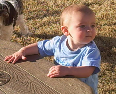 Dryden playing outside 1 yr old