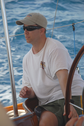 Dowse at the Helm of "Chimera" Virgin Islands 2007