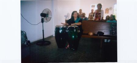 Playing congas