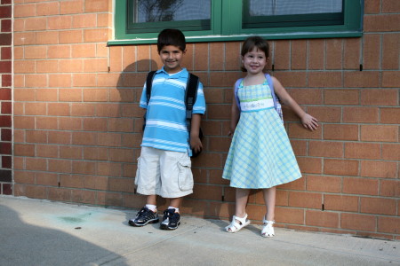 Tay and Alex getting ready for class