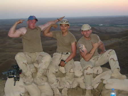 Me and my buddies Moses and James on a mountain in a remote location in Iraq looking like posers.lol