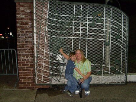 my son and i at the gate of graceland