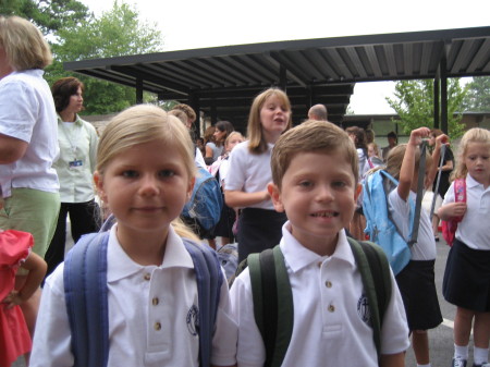 Lily & Jake on first day of kindergarten