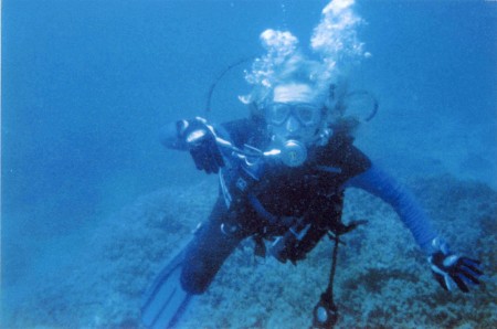 Deb doing the dive in Oman (Arabic Sea)