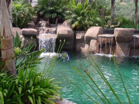 Backyard pool &waterfall