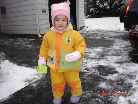 Claire in her snowsuit!