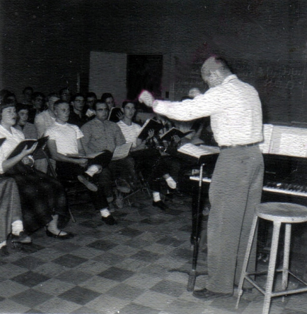 Dr. Jeffers leading the choir in 1959