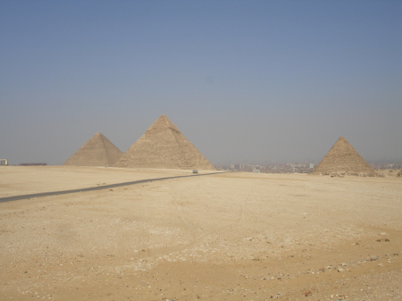 Giza - The  Khufu (Cheops), Khafre, and Menkaure pyramids