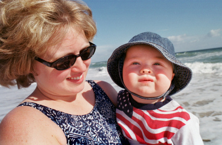 PJ & Mommy at the beach - 2003