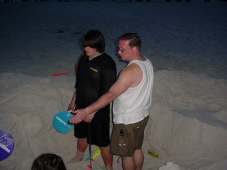 Me and my son, Larry, at the beach in Panama city