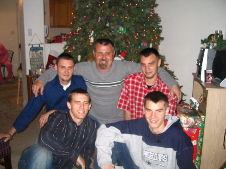 My youngest son Chad Lyday with his 4 sons, Anthony, Donovan,Jeremy,& Nathan, Cassie a daughter not pictured plus 4 foster children whom he has  adopted