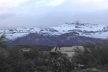 Snow on the Superstitions Mtns. Gold Canyon Az. (taken from our driveway)