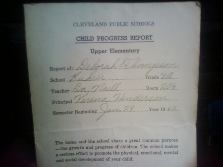 Report card from Buhrer Elementary school