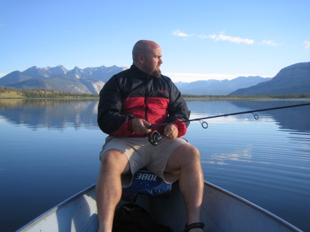 Fishing, Talbot Lake, Jasper National Park, Alberta