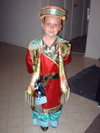 Alyssa my oldest granddaughter, as a chinese pirate for Halloween 07, age 6