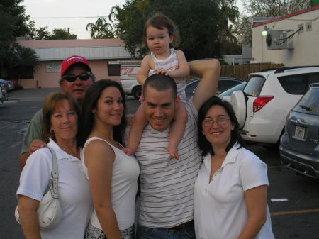 Myself, my husband John, Daughter Lain, Son in law Novel with Grandaughter Averi and her mother, my other daughter Nicole