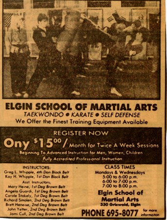 Newspaper Ad with me featured kicking bag