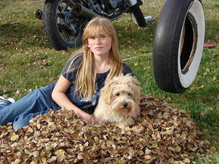 my daughter Ashley with our dog.