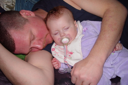 Robbie (Papa) with Abigail Grace 4 mos old taking a nap