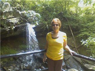 mom and the waterfall