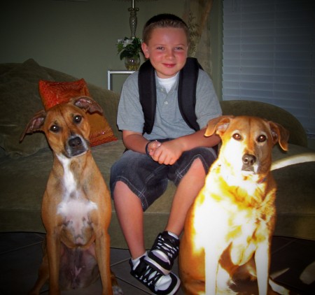 first day of fourth grade with dogs