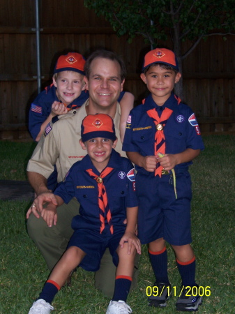 Me and my Cub Scouts.  The one in the middle is mine.