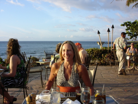 Vicki at restaurant in Kona