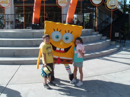 A big sponge and my two kids.