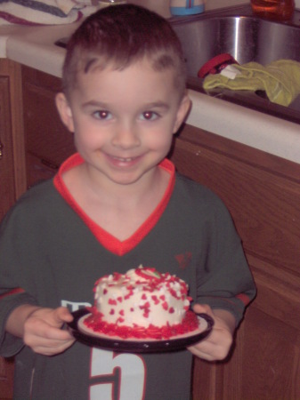 Jacob w/his Valentine's Cake