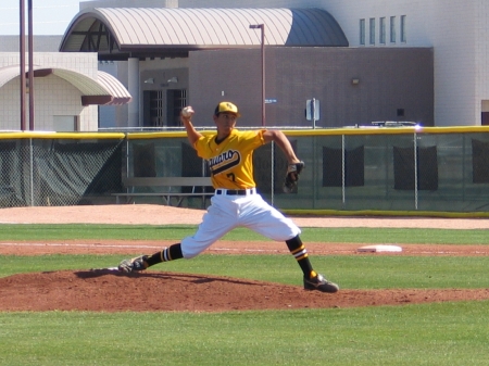 My son pitching on the Varsity team