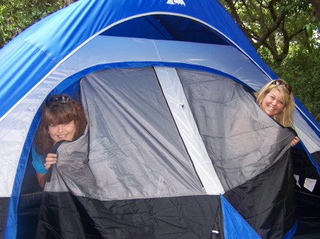 me and my Sis camping with our men
