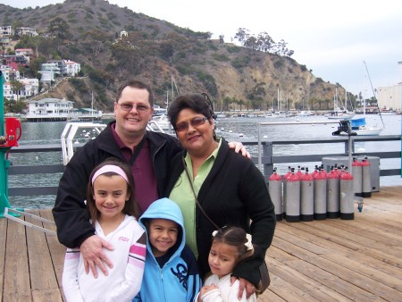 My husband and grandchildren in Catalina