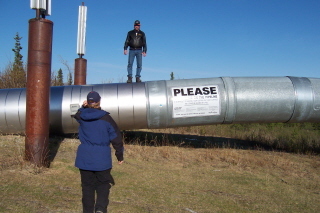 Me standing on the alaska pipe line