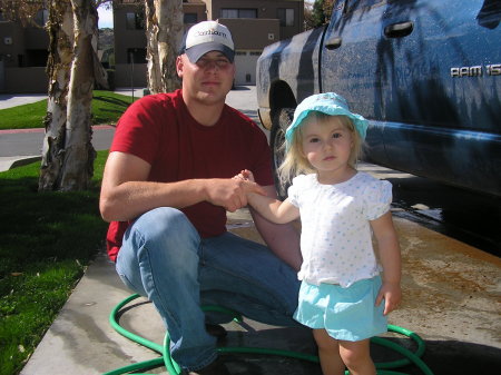 Cutter & Natalie washing the truck