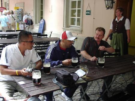 In Germany having a cold one with some co workers