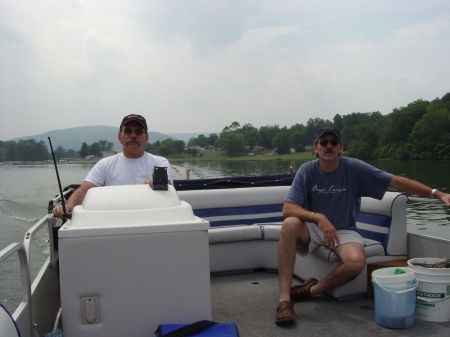 Roger driving the boat