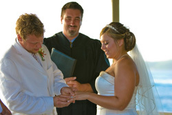 Jess and Brad Exchanging Rings