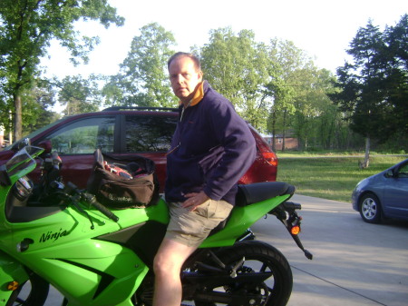 Me wearing a very bulky jacket on the bike...