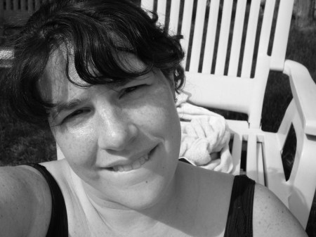 crappy self portrait in blk and wht at the kiddie pool