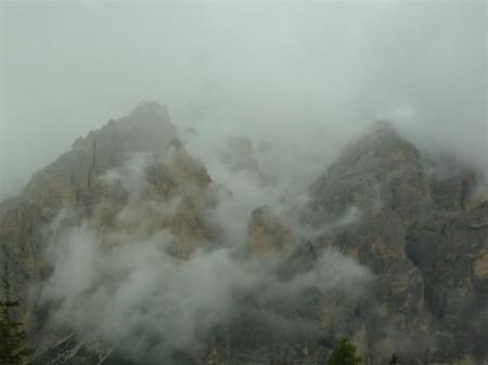 Rainy day in the Dolomite Mountains