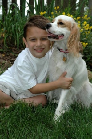 Adam (my youngest), with one of our dogs