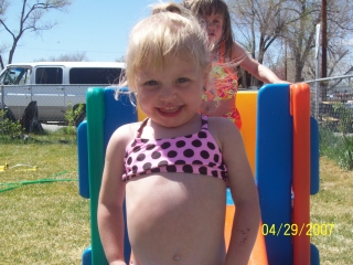 Our little angel in her swim suit!