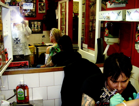 Me getting tatooed in London!