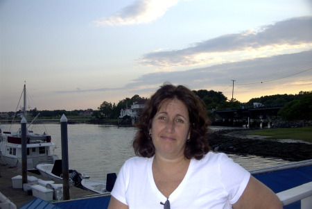 My wife Debbie at the marina in New Castle New Hampshire