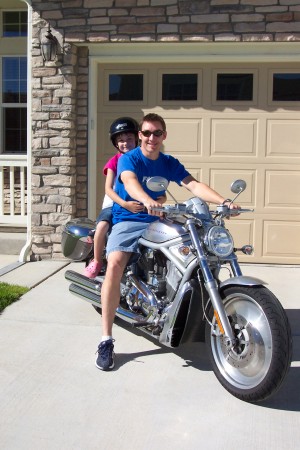 Me and my niece, Erika, on the Hog